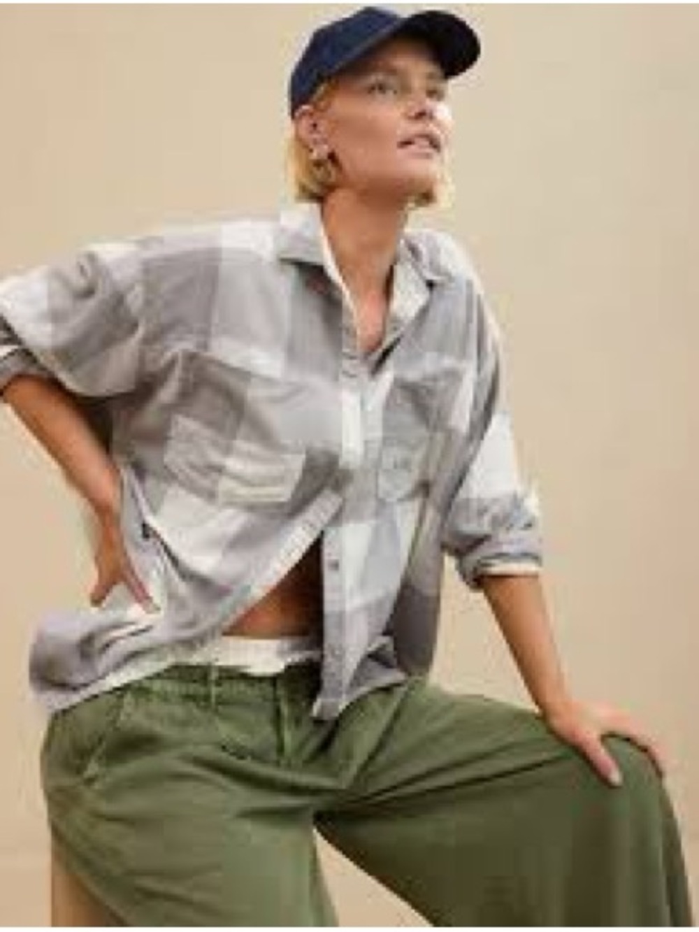 Aerie oversized cotton flannel shirt